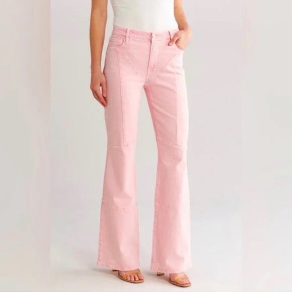 Good American Good Boy baby pink flare jeans‎ size 28/6
